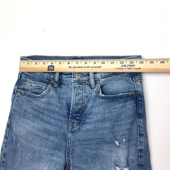 Old Navy Women's Jeans Sky High Straight Leg Light Wash Button Fly Distressed 2 - Picture 4 of 8